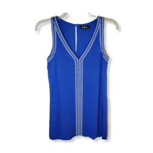 Lulus Sunshine Ahead Blue Embroidered Sleeveless Shift Dress Sz XS